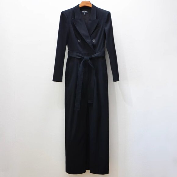 REISS Ophelia Atelier Cotton-Blend Tailored Maxi Dress UK10/US6 Black - Picture 4 of 11